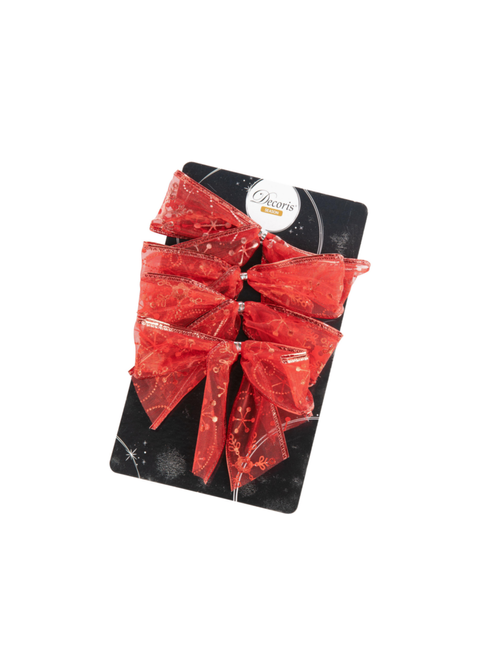 Visuel 5 du produit Nœud de Noël en polyester rouge - 10 cm