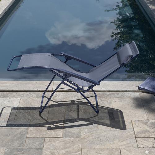 Visuel 5 du produit Fauteuil relax en acier et toile bleu Lafuma R Clip Colorblock - 68 x 88 x 115 cm