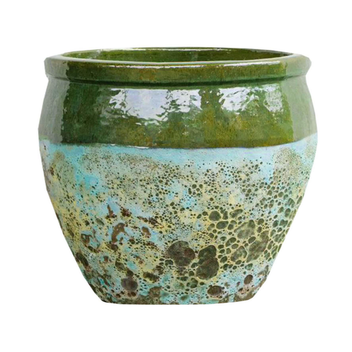 Visuel 1 du produit Cuvier en grès émaillé fait-main coloris vert Poterie du Bousquet Léon - Ø 29 x H 26 cm
