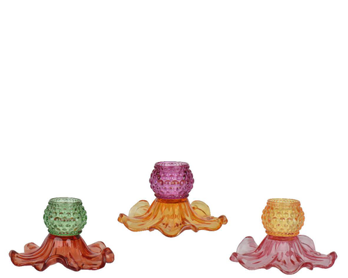 Visuel 1 du produit Photophore forme fleur en verre bicolore - Ø 16,5 x H 10 cm