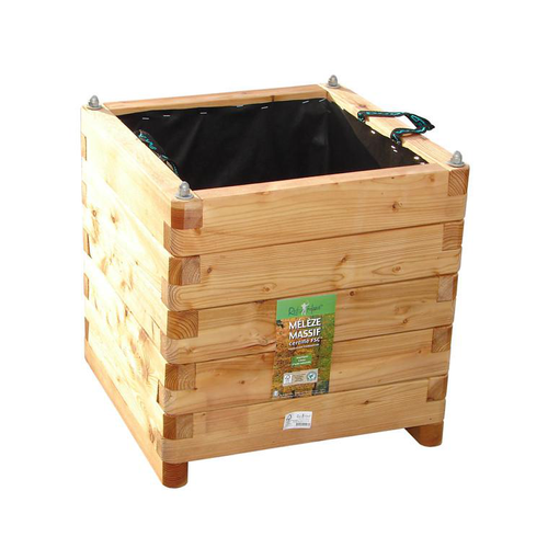 Visuel 1 du produit Bac coloris beige en bois huilé FSC Renata - 50 x 50 x 50 cm