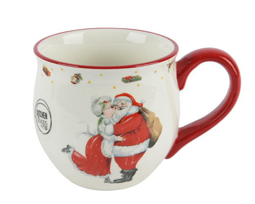 Visuel 1 du produit Mug blanc et rouge en céramique motif Père et Mère Noël - Ø 13 x 9,5 cm
