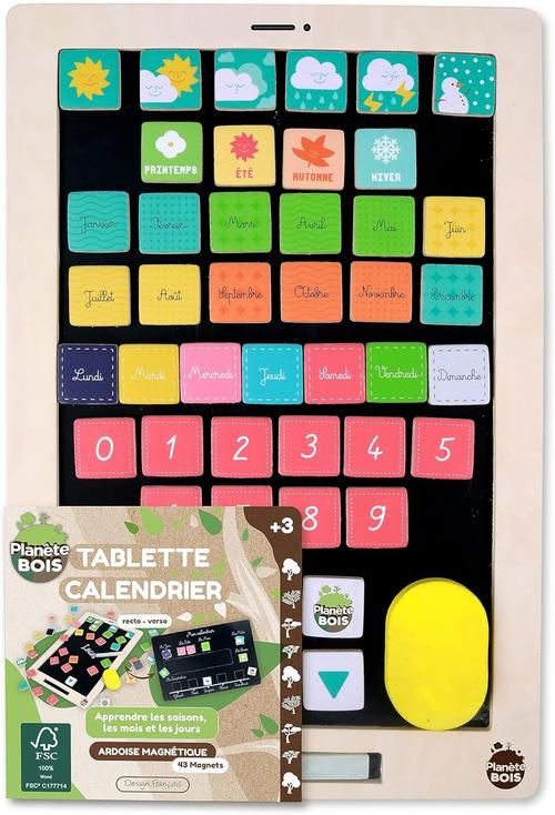 Visuel 1 du produit Agenda tablette recto verso ardoise à bord bois Planete Bois - 27 x 18 cm