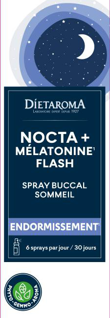 Visuel 1 du produit Complément alimentaire spray bucal sommeil nocta + melatonine flash Dietaroma - 30 ml