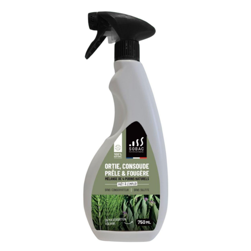 Visuel 1 du produit Purin 4 Mix (ortie, prêle, fougère, cousoude) 100 % naturel Sobac - 750 ml