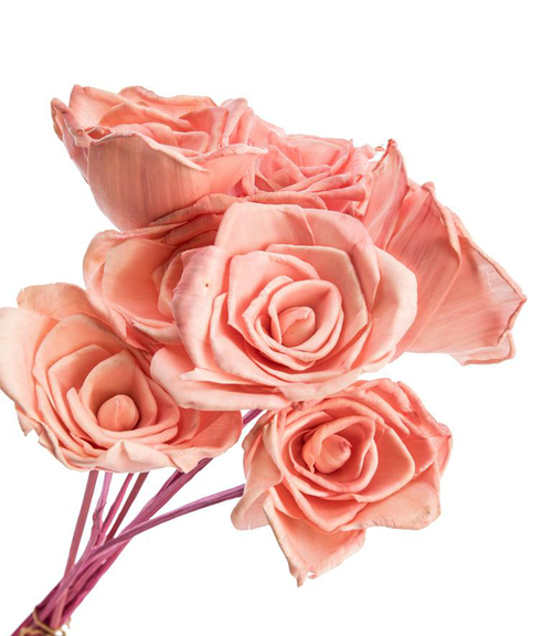 Visuel 2 du produit Bouquet de 8 roses artificielles bombay coloris rose -  Ø 8 cm x 40 cm