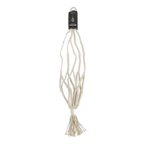 Visuel 1 du produit Suspension pour pot en macramé de coton recyclé coloris blanc cassé - Ø 15 x H 110 cm