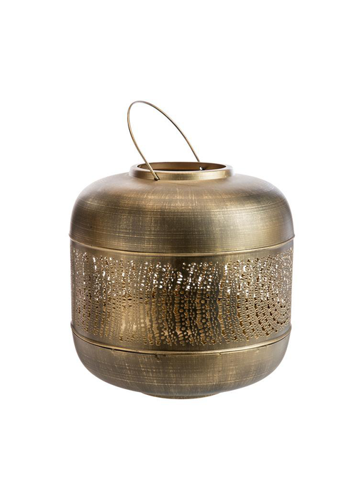 Visuel 1 du produit Lanterne cylindre ajourée en métal coloris bronze petit modèle – Ø 29 x H 30 cm