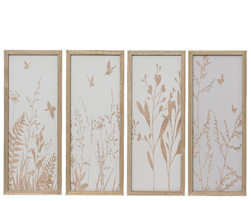 Visuel 1 du produit Tableau graminées coloris blanc en bois - 50 x 20 x 1,4 cm