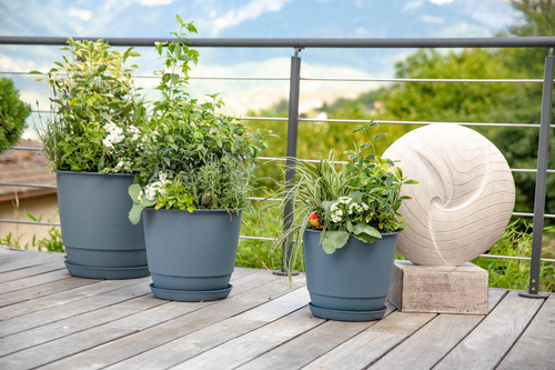 Visuel 2 du produit Soucoupe bleu jean pour pot Poetic Joy 60 - Ø 45,6 cm