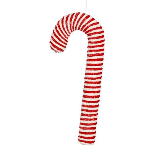 Visuel 1 du produit Sucre d’orge XL à suspendre en polyester rayé rouge et blanc - 16 x 5,5 x 41 cm