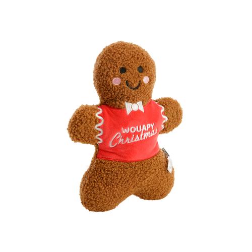 Visuel 1 du produit Jouet de Noël pour chien peluche pain d'épices coloris marron 4 sifflets Wouapy petit modèle - 27 cm