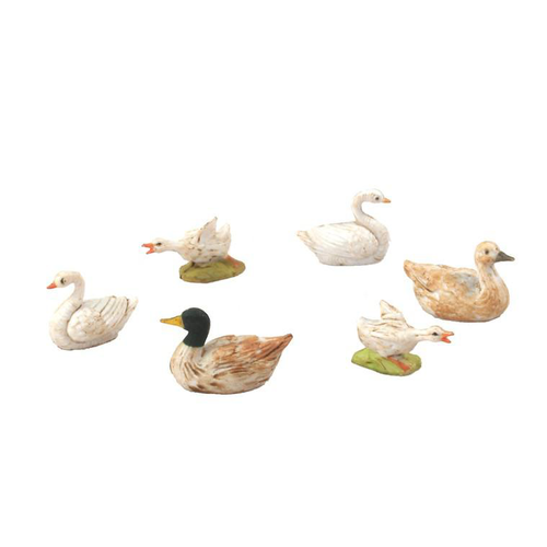 Visuel 1 du produit Lot de 6 canards santons coloris blanc - 17 x 6 x 13 cm