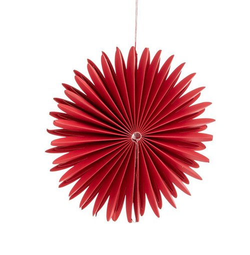 Visuel 1 du produit Suspension décorative flocon coloris rouge en papier - 14 cm