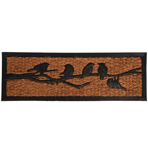 Visuel 1 du produit Paillasson en fibre de coco et caoutchouc à motifs oiseaux - 75,6 x 25,5 cm