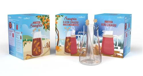 Visuel 2 du produit Carafe à sangria et vin chaud en verre transparent à motifs multicolores - Ø 18 x H 25 cm