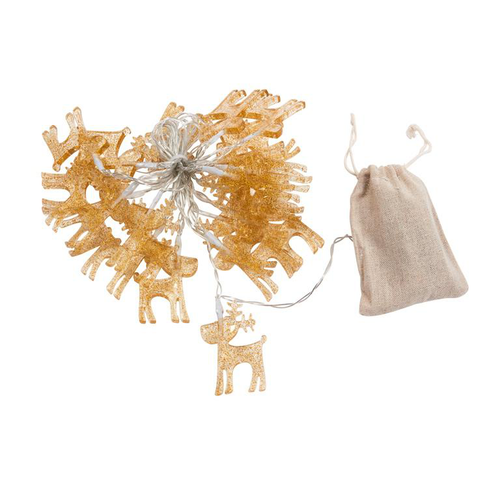 Visuel 1 du produit Guirlande lumineuse avec rennes beige et 20 LED blanc chaud sur piles - 2,8 m