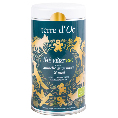 Visuel 1 du produit Thé vert gingembre cannelle miel bio Terre d'Oc - 100 g