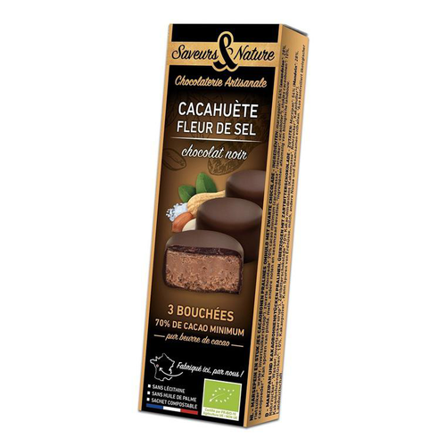 Visuel 1 du produit Bouchées bio cacahuète la fleur de sel chocolat noir Saveurs et Nature - 45 g