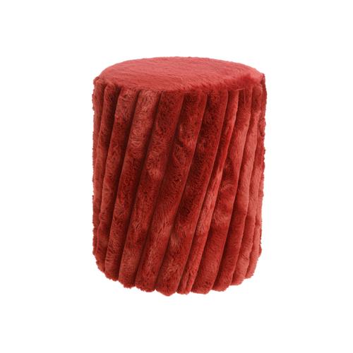 Visuel 1 du produit Tabouret en fourrure polyester bordeaux - Ø 29 x H 37 cm