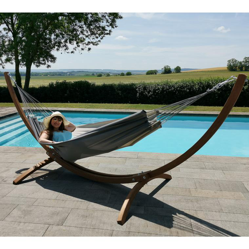 Visuel 2 du produit Set support et hamac Weekend coloris anthracite taupe en bois et polypropylène Jobek Hamacs - 350 x 125 x 136,5 cm