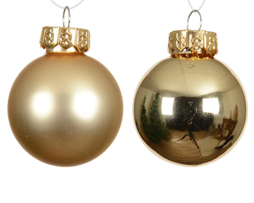 Visuel 1 du produit Ensemble de 16 boules en verre brillant et mat or clair - Ø 3,5 cm