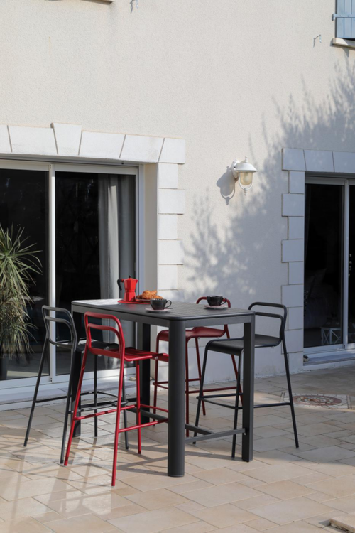 Visuel 4 du produit Table haute de jardin en aluminium, couleur graphite PROLOISIRS EOS - 140x105x74cm