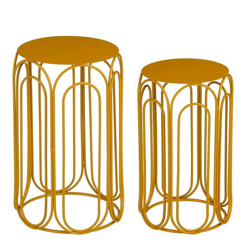 Visuel 1 du produit Sellette en fer jaune grand modèle - Ø 28 x H 49 cm