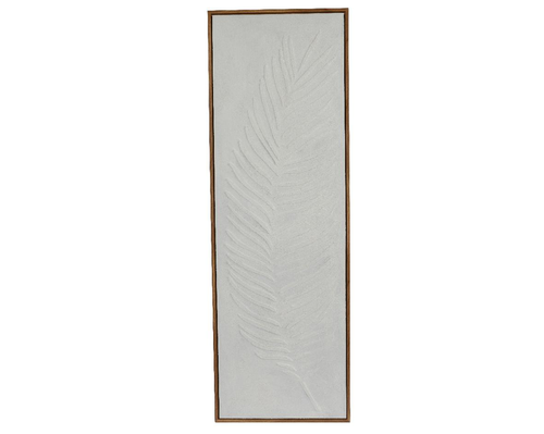 Visuel 1 du produit Peinture sur toile en relief motif feuille blanche avec cadre - 30 x 90 cm
