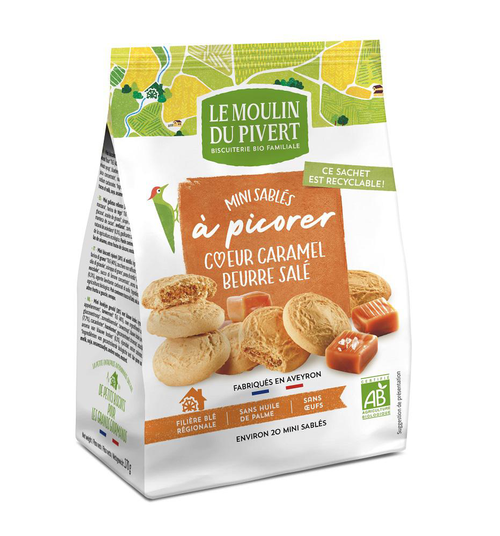 Visuel 1 du produit Mini sables cœur caramel bio Moulin du pivert - 170 g