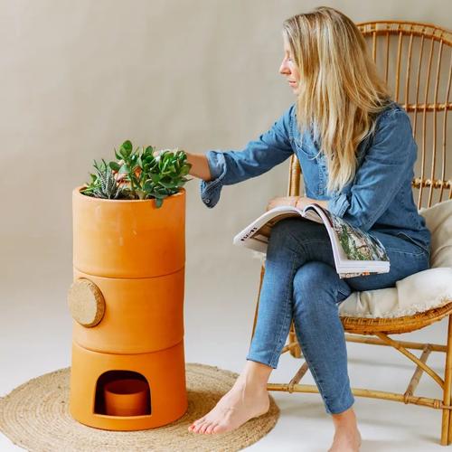 Visuel 4 du produit Composteur Flower 1 étage coloris marron en terre cuite terracotta Ceercle - 18 kg