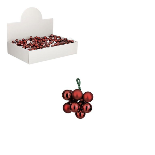 Visuel 1 du produit Grappe de boules de Noël en verre rouge foncé sur fil - Ø 2 cm