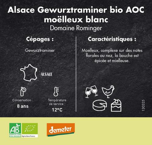 Visuel 2 du produit Vin blanc bio d’Alsace Gewurztraminer moelleux - 75 cl
