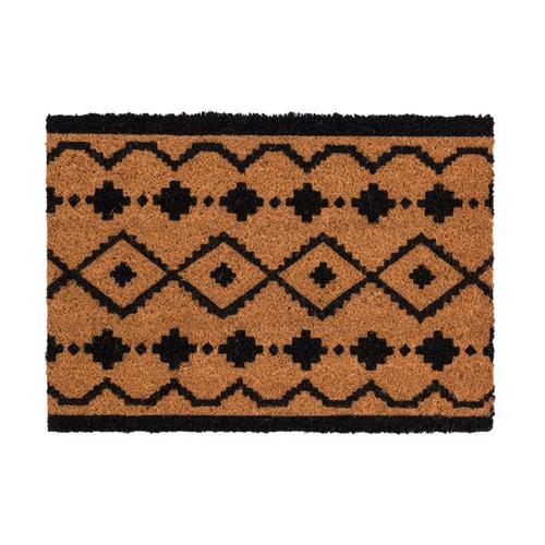 Visuel 1 du produit Tapis brosse coco beige imprimé noir Sweetsol Ethnique - 60 x 40 cm