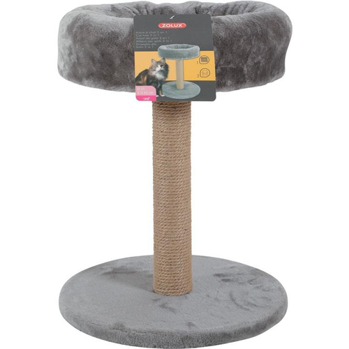 Visuel 1 du produit Arbre à chat avec panier et griffoir coloris gris - Ø 35x H 45 cm