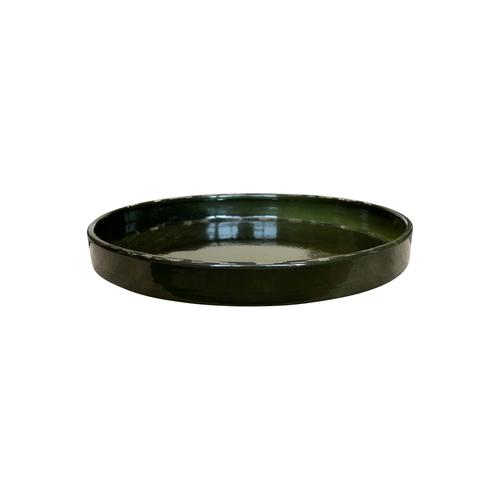 Visuel 1 du produit Soucoupe ronde en métal recyclé coloris vert algue vif Upcycle Cylindre XXL - Ø 40 x H 5 cm