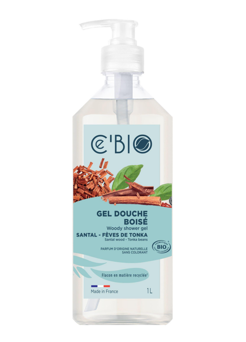 Visuel 1 du produit Gel douche bio boisé en flacon pompe C’Bio santal fèves de Tonka - 1 L