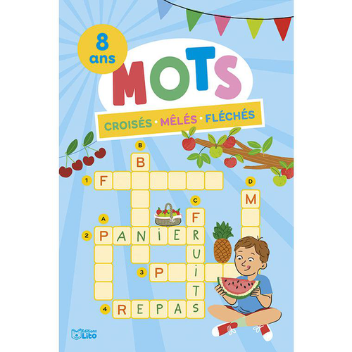 Visuel 1 du produit Livre "Mots croisés mêlés fléchés", thème les fruits aux Éditions Lito
