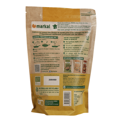 Visuel 2 du produit Mix à la méditerranéenne orge concassé et pois cassés bio Markal - 350 g
