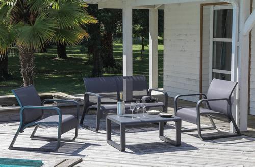 Visuel 2 du produit Canapé lounge en aluminium QUENZA II, graphite/gris - PROLOISIRS