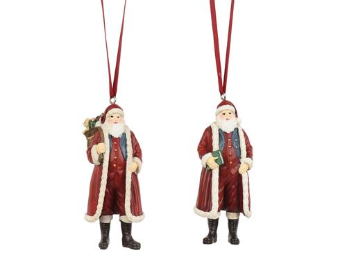 Visuel 1 du produit Père Noël à suspendre en polyrésine rouge - 4,5 x 3,9 cm