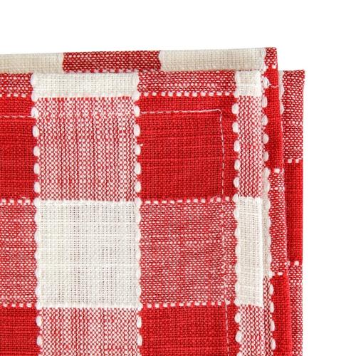 Visuel 2 du produit Torchon en coton à carreaux crème et rouge - 70 x 50 cm