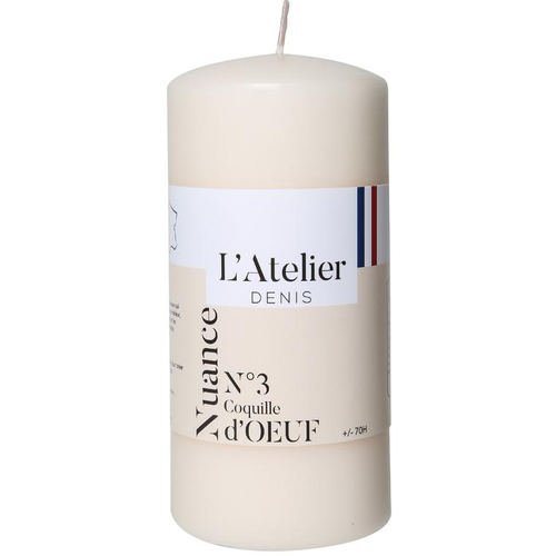 Visuel 1 du produit Bougie cylindrique taille L ivoire L’Atelier de Denis - Ø 6,8 x H 14,5 cm