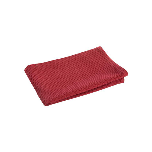 Visuel 2 du produit Torchon en coton rouge nid d’abeille - 50 x 70 cm