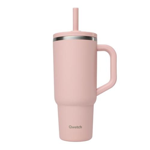 Visuel 1 du produit Travel cup isotherme en inox avec bouchon étanche Qwetch Matt rose pastel - 900 ml