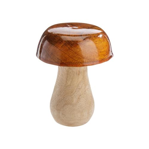 Visuel 1 du produit Champignon décoratif en bois à chapeau caramel - Ø 8 x H 11 cm