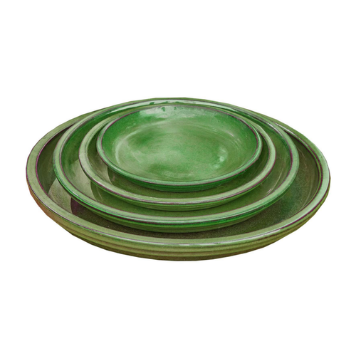 Visuel 1 du produit Soucoupe en terre cuite émaillée verte Poterie du Bousquet Costa - Ø 32 x H 3,5 cm