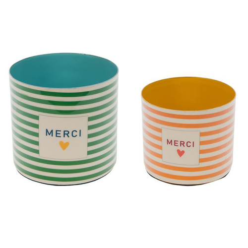 Visuel 1 du produit Cache-pot en métal Merci taille 1 - Ø 12 x H 11 cm