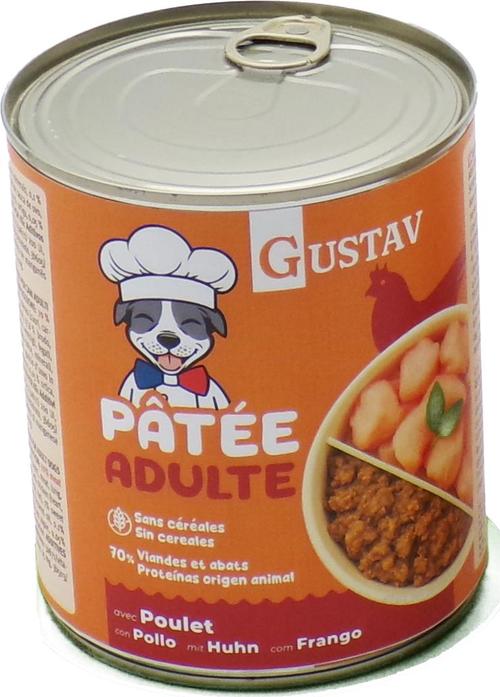 Visuel 1 du produit Pâtée pour chien adulte au poulet sans céréales complète Bubimex Gustav - 800 g