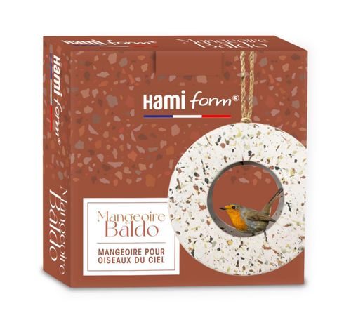 Visuel 1 du produit Mangeoire pour oiseaux du ciel à suspendre en céramique coloris beige Hamiform Baldo - 14 x 14 x 14,5 cm